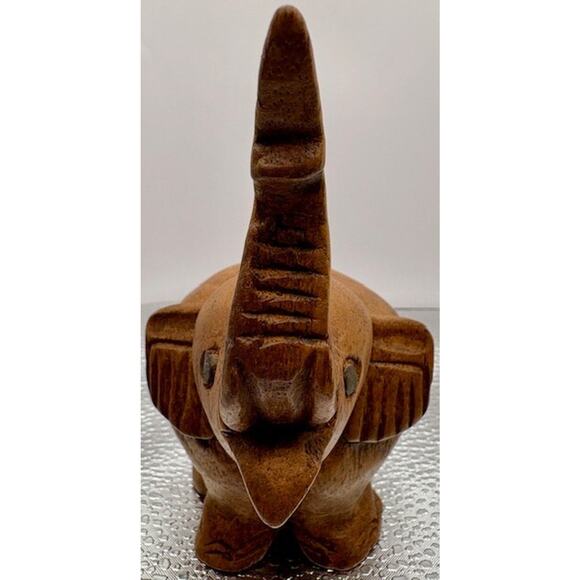 Wooden Elephant "Lucky Trunk Up Style" - Hand Carved 4" x 5" - Picture 5 of 10